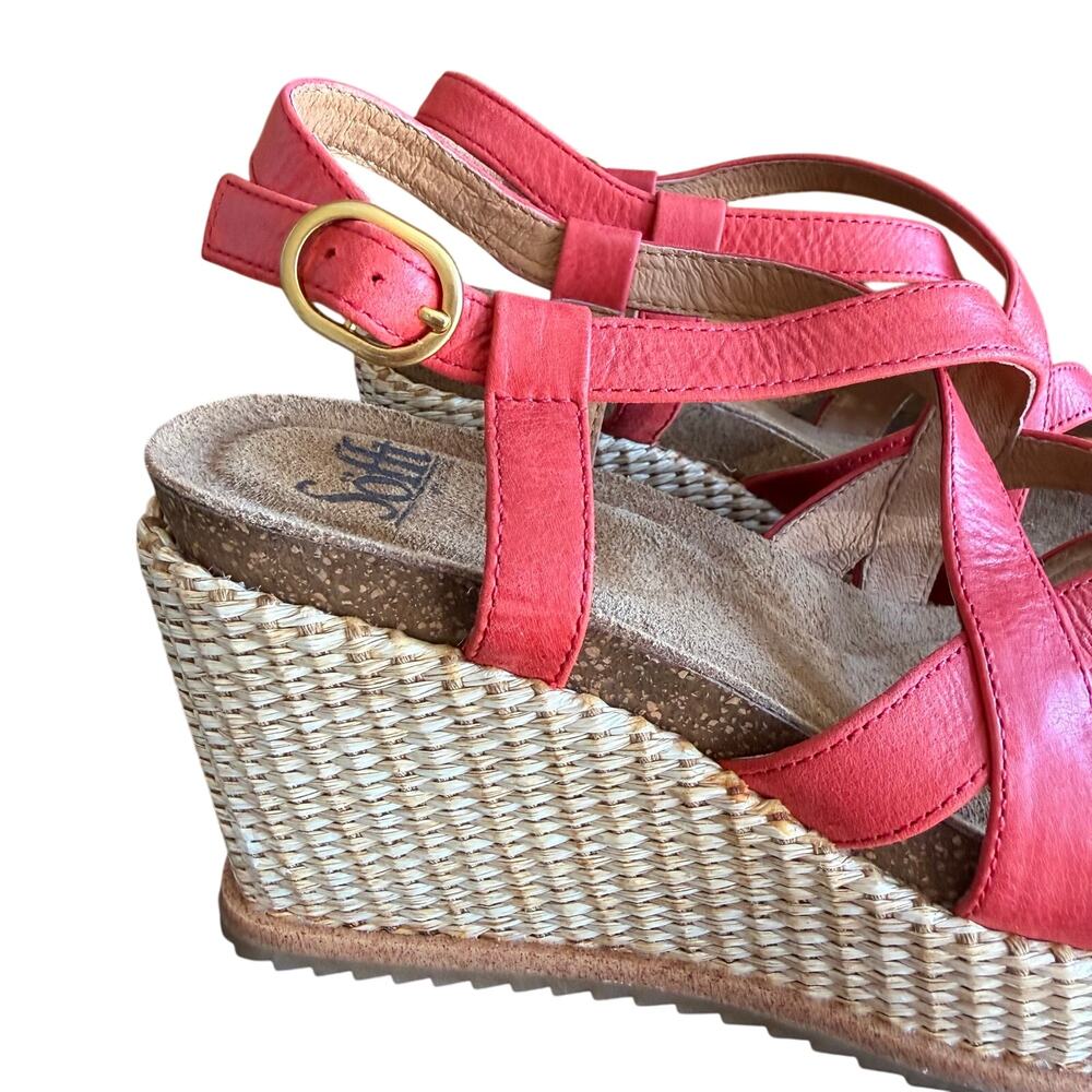 Sofft Devyn Women's Red Leather Strappy Wedge Sandals Comfort Shoes - Size 6.5 - Picture 3 of 10